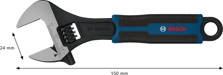Bosch 150mm 조절식 렌치 (개구부 24mm).