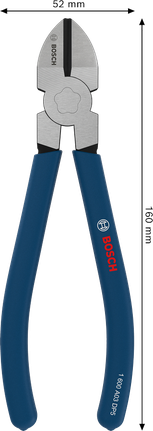 Bosch 160mm 대각선 사이드 커터 (미끄럼 방지 손잡이 포함).
