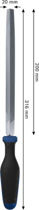 인체공학적 손잡이가 있는 Bosch F형 원형 줄, 길이 200mm.