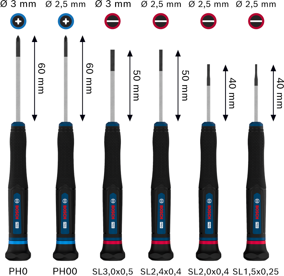 PRO Precision PH/SL 스크류드라이버 세트, 6개