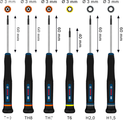 PRO Precision TX/TH/H 스크류드라이버 세트, 6개