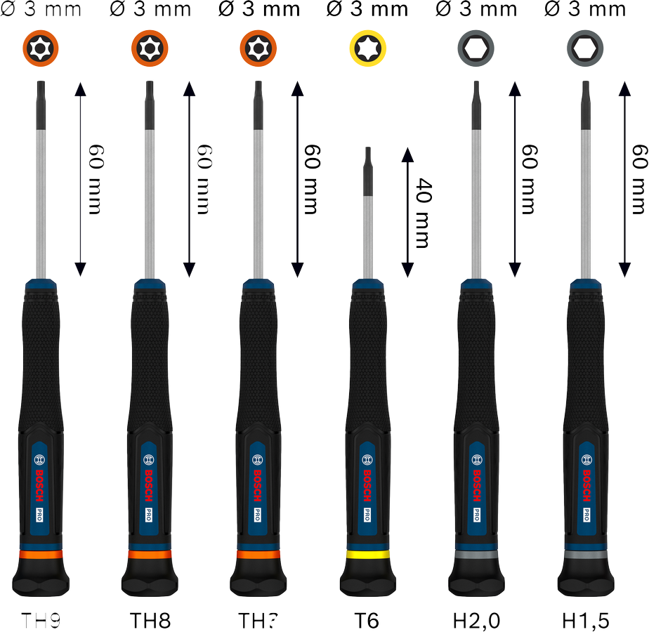 PRO Precision TX/TH/H 스크류드라이버 세트, 6개