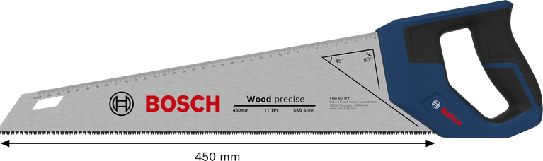 Bosch 450mm 핸드쏘, 11 TPI SK5 강철 재질, 목재 절단용.