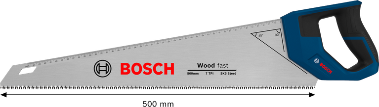 Bosch 550mm 목재 절단용 수동톱, 톱날 밀도 7TPI.