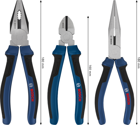 Bosch 멀티 구성 손잡이 펜치 세트, 3개입.