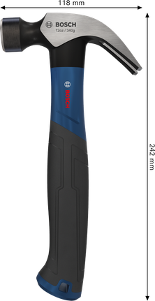 Bosch 12온스 클로 해머, 곡선형 탄소강 헤드.