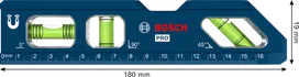 Bosch PRO 빌렛 어뢰형 수평계 180mm (자석 받침대 포함).