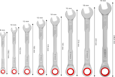Bosch 라쳇 복합 렌치 세트 8-19mm, 토크 +50%.