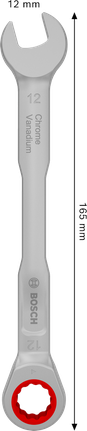 Bosch 라쳇식 복합 렌치 12mm 크롬 바나듐 재질.