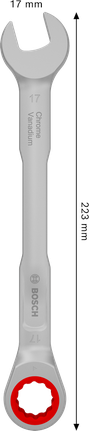 Bosch 17mm 크롬 바나듐 라쳇 복합 렌치.