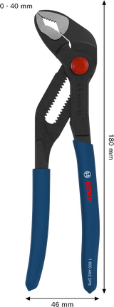 Bosch 워터펌프 플라이어 180mm, 미끄럼 방지 손잡이 포함.