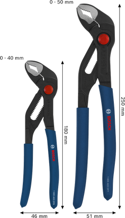 Bosch 워터펌프 플라이어 세트 (미끄럼 방지 손잡이 포함).