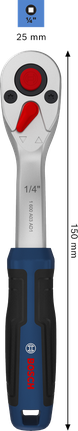 Bosch 1/4인치 라쳇 150mm 크롬 바나듐 재질.