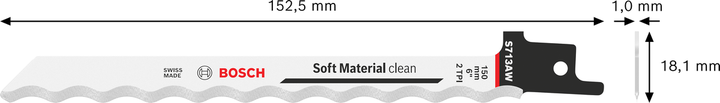Bosch S 713 AW 왕복톱날은 연질 재료 절단에 적합합니다.