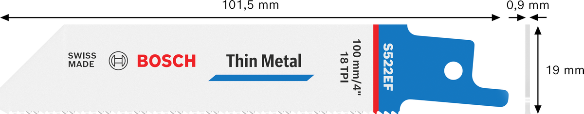 Bosch S 522 EF 바이메탈 왕복톱날(얇은 금속용).