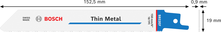 Bosch S 922 EF 바이메탈 왕복톱날(얇은 금속용).