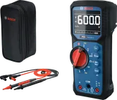 케이스와 프로브가 포함된 Bosch GDM 600-15 디지털 멀티미터.