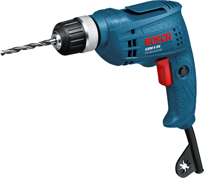 인체공학적 손잡이가 장착된 Bosch GBM 6 RE 전기 드릴.