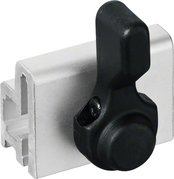 금속 압출에 검은색 클램프.