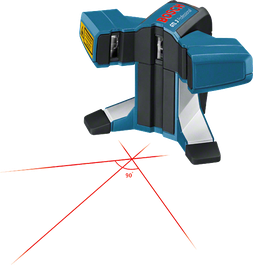 타일에 레이저로 붉은색 선이 투사됩니다.