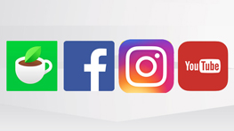 소셜 미디어 아이콘들이 흰색 배경에 나란히 배열되어 있습니다.