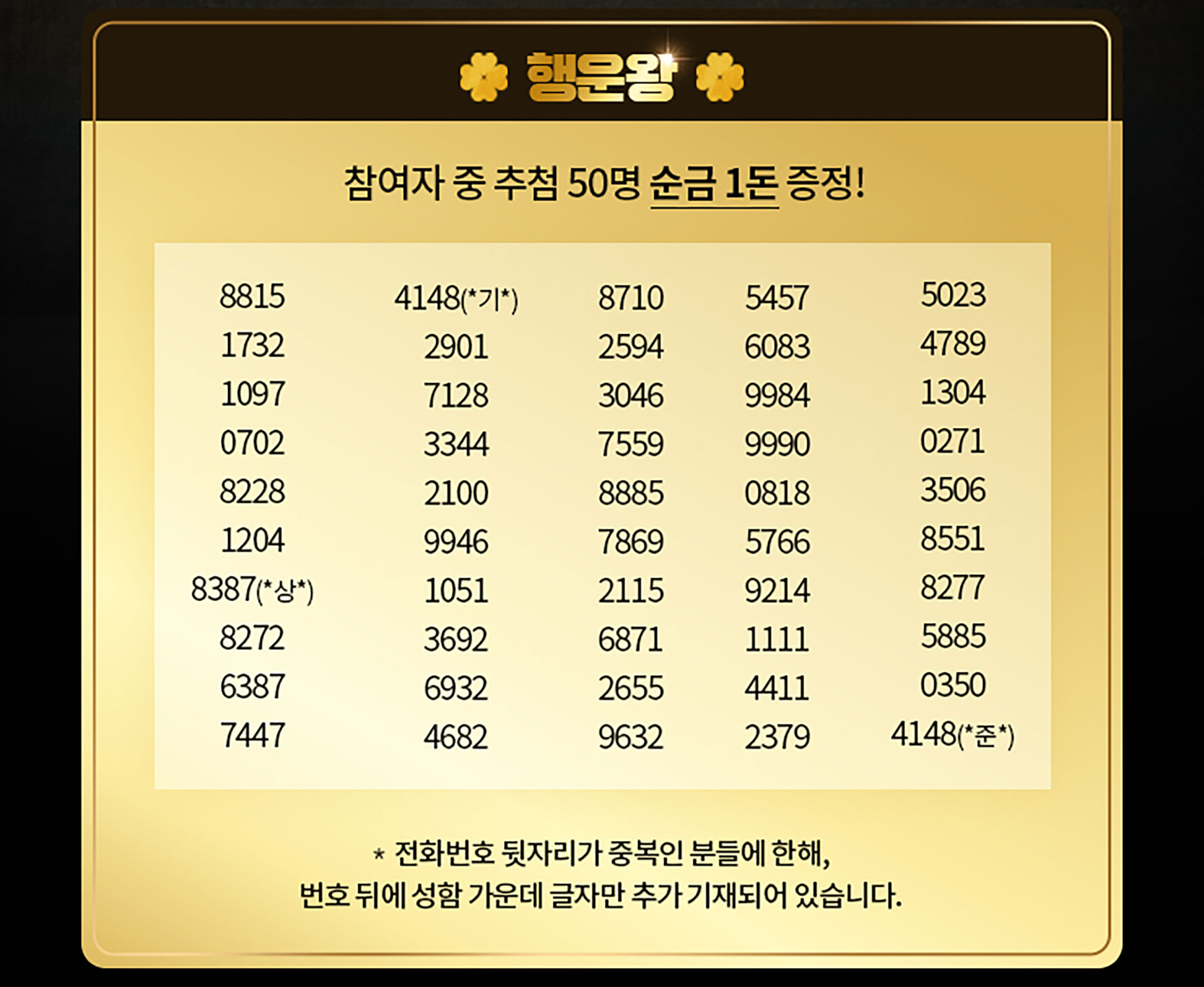 번호 목록과 텍스트가 있는 금색 배경의 포스터입니다.