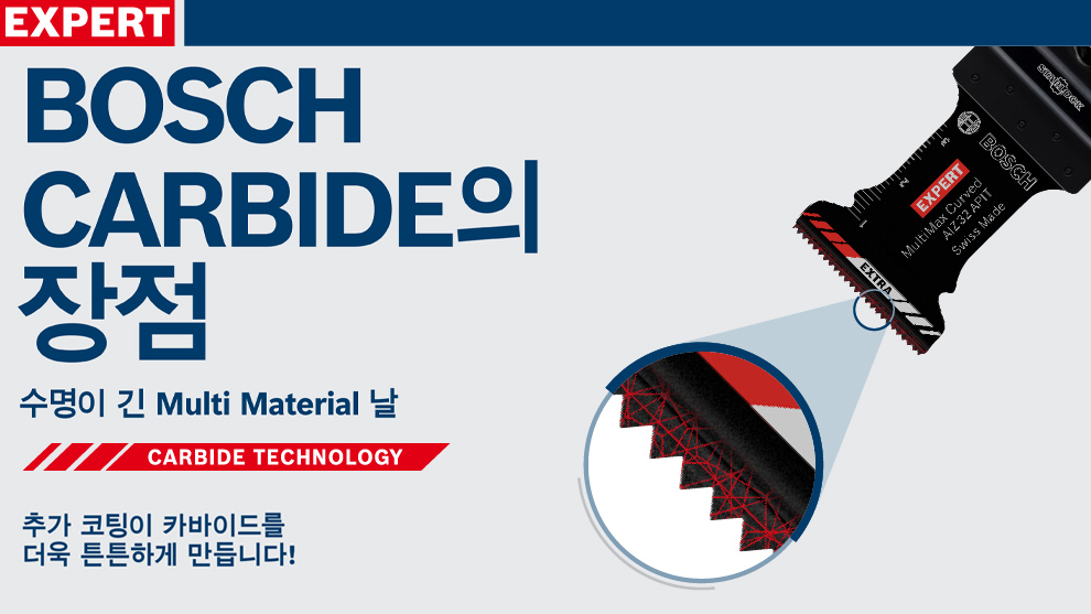 보쉬 전문가 다기능 커터 날이 배경에 보입니다.