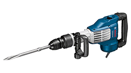 보쉬 프로페셔널 청색 정밀 해머가 작업대 위에 놓여 있다.