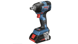 보쉬 프로페셔널 블루 무선 임팩트 드릴이 흰 배경에 놓여 있습니다.